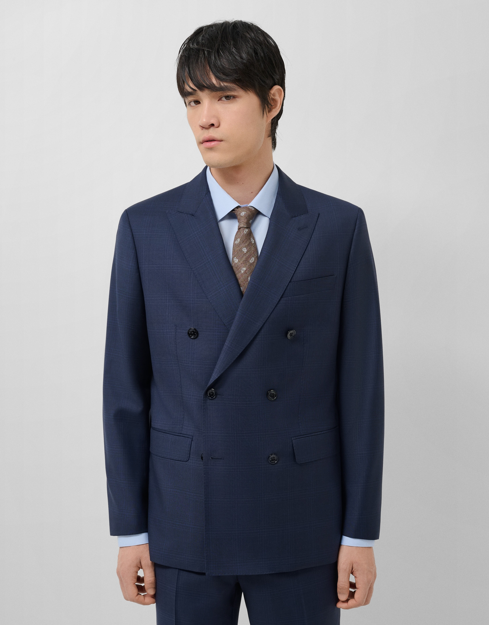 Traje half canvas lana cuadros tonos azules | Roberto Verino