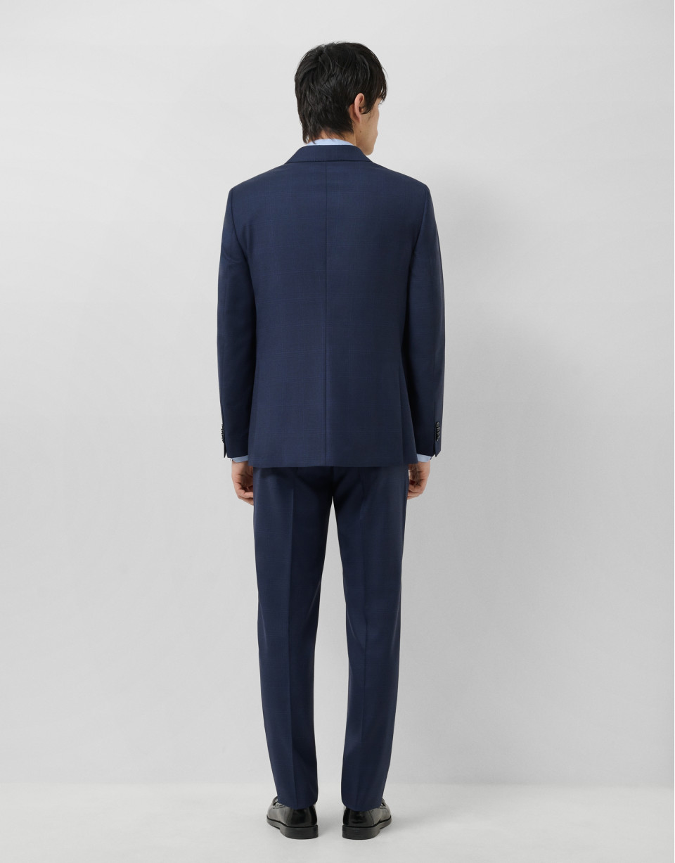 Half canvas suit in blue checked wool - Man | Roberto Verino