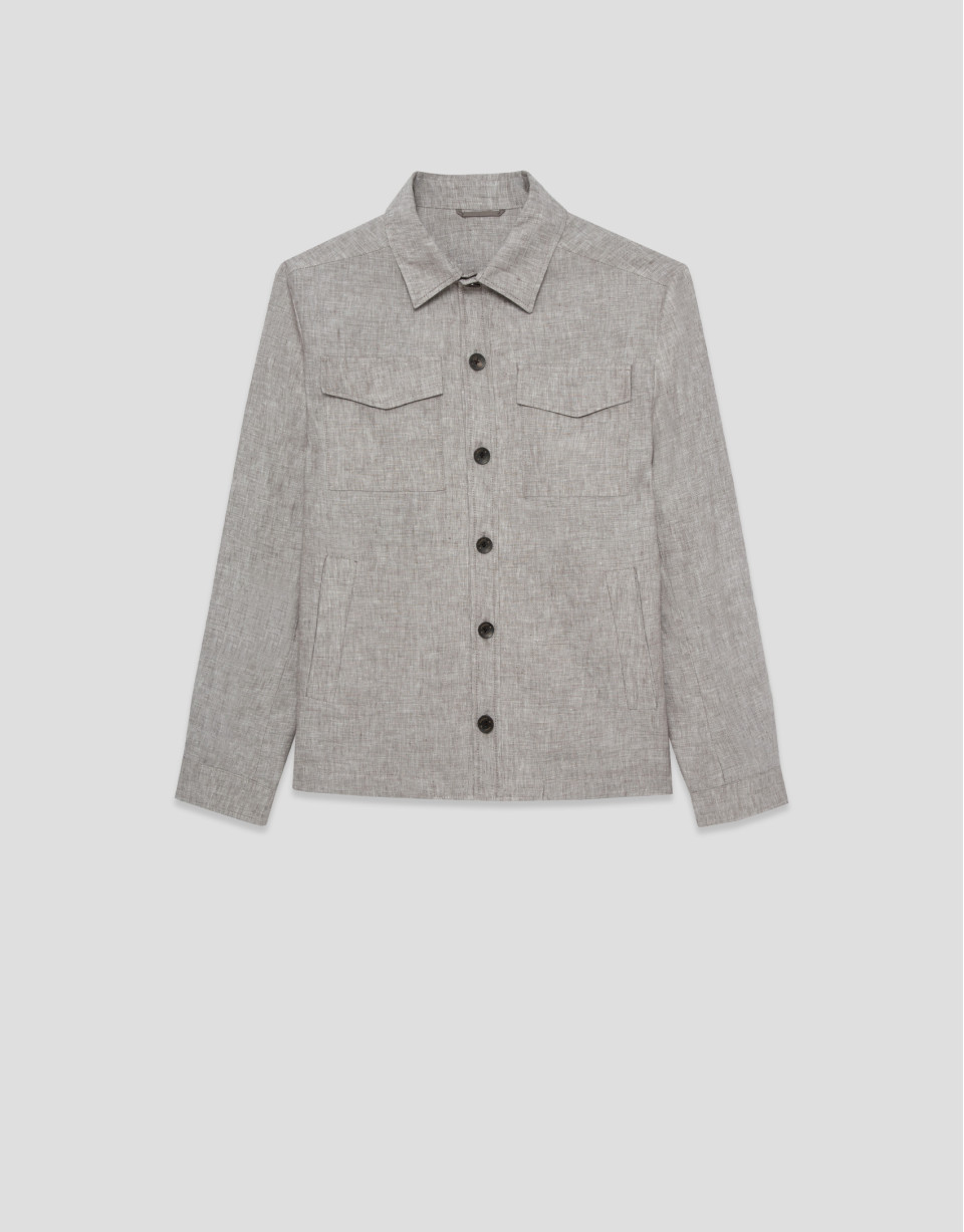 Sobrecamisa lino gris - Hombre - PV2026 | Roberto Verino