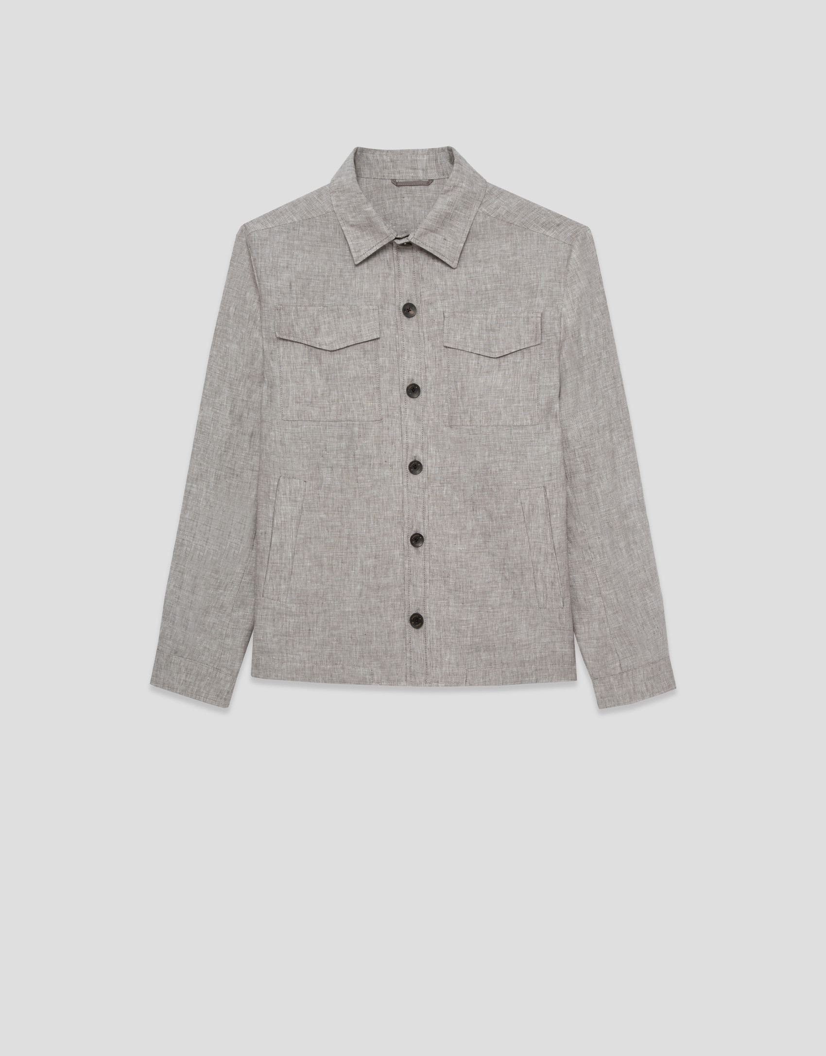 Sobrecamisa lino gris - Hombre - PV2026 | Roberto Verino