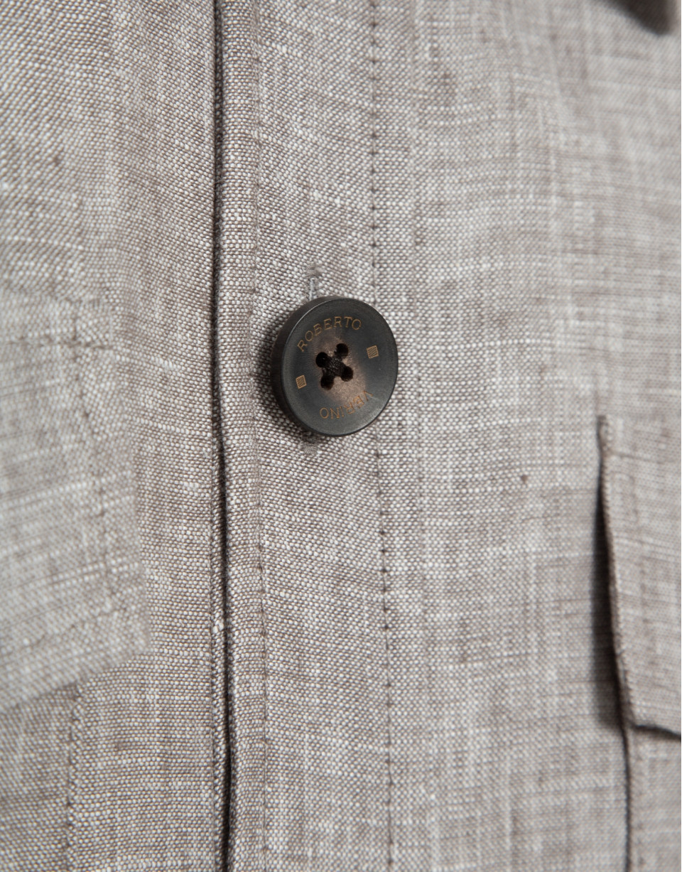 Grey linen overshirt - Man - SS2026 | Roberto Verino