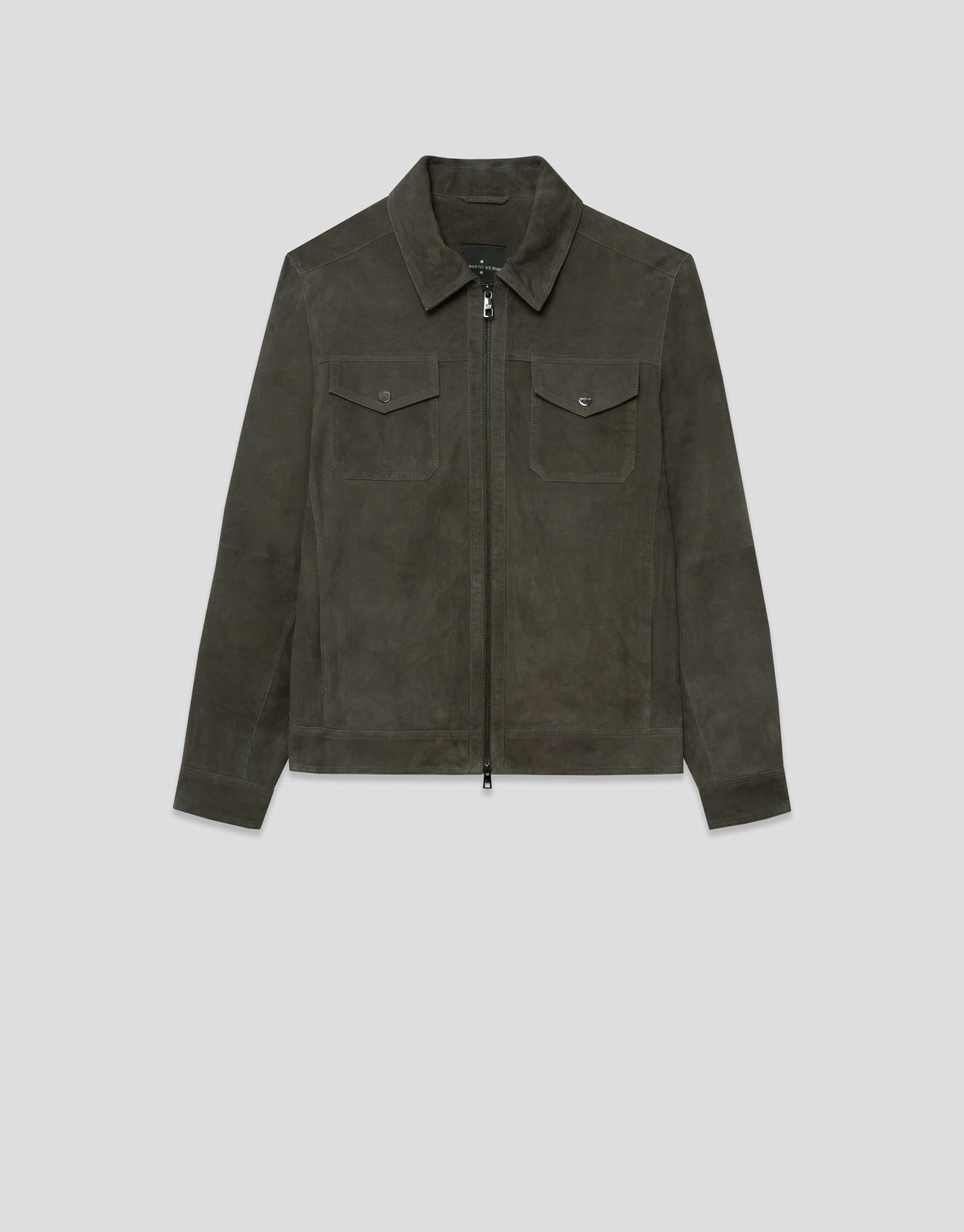 Khaki suede jacket with chest pockets - Man | Roberto Verino