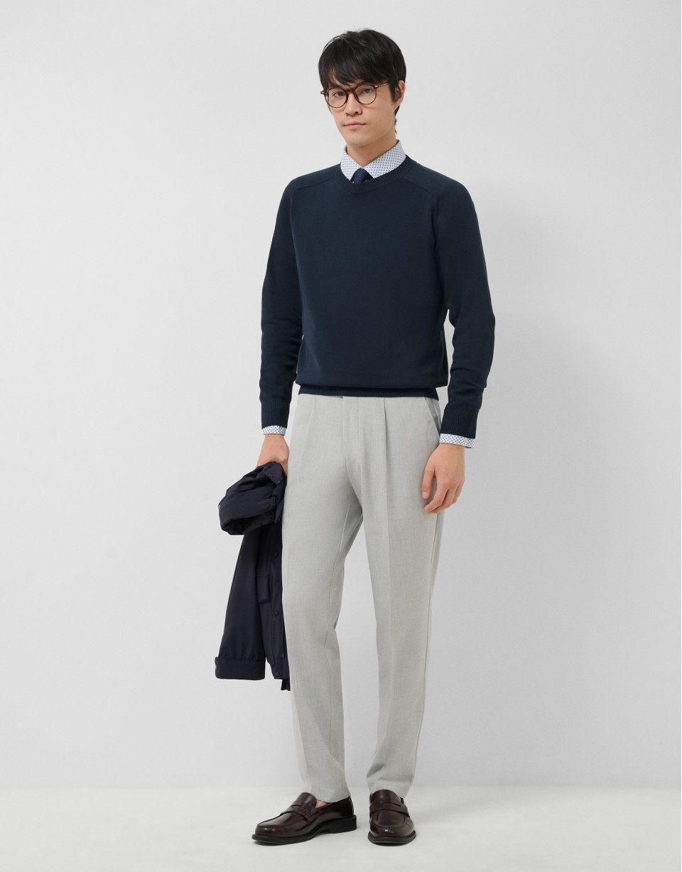Jersey algodón liso high twist marino - Hombre | Roberto Verino