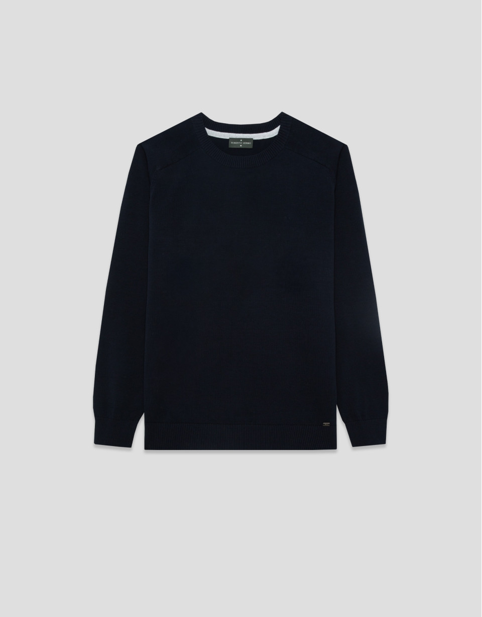 Jersey algodón liso high twist marino - Hombre | Roberto Verino