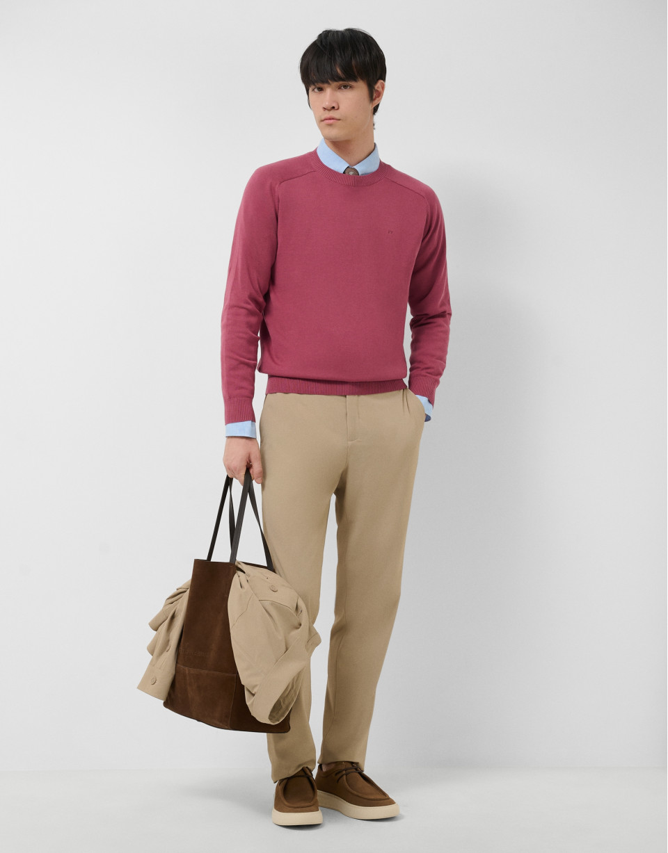 Jersey algodón liso high twist ciruela | Roberto Verino