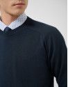 High twist navy blue plain cotton jumper - Man | Roberto Verino