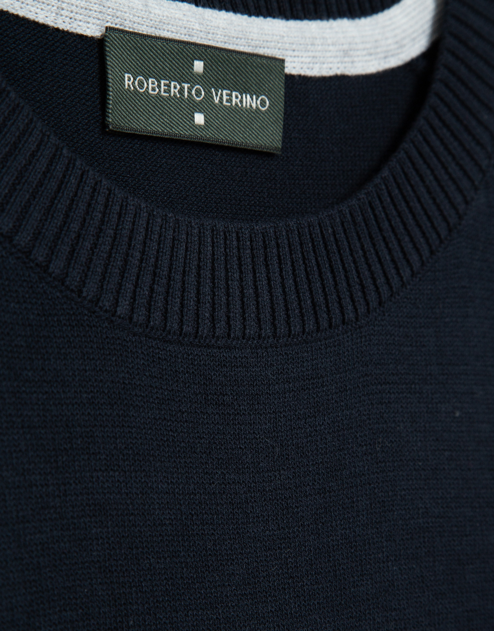 High twist navy blue plain cotton jumper - Man | Roberto Verino