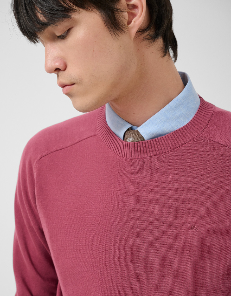 Jersey algodón liso high twist ciruela | Roberto Verino