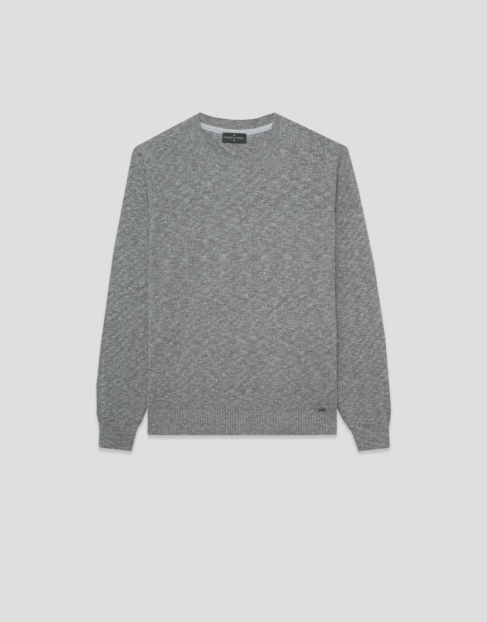 Grey melange cotton/linen structured jumper | Roberto Verino