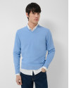Jersey cuello pico high twist celeste - Hombre | Roberto Verino