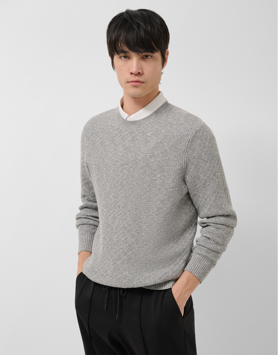 Jersey estructura algodón/lino gris melange | Roberto Verino