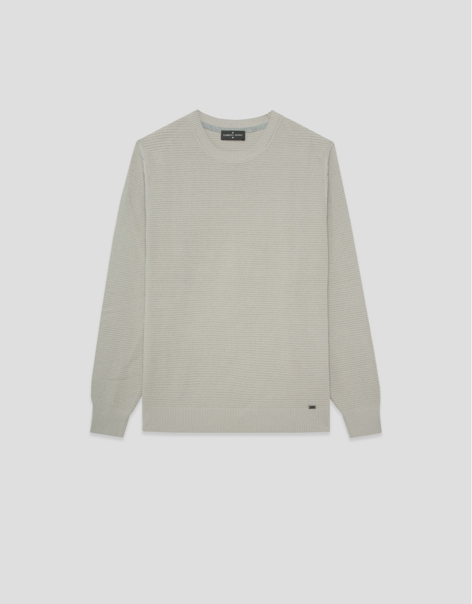 High twist sand-coloured structured jumper | Roberto Verino