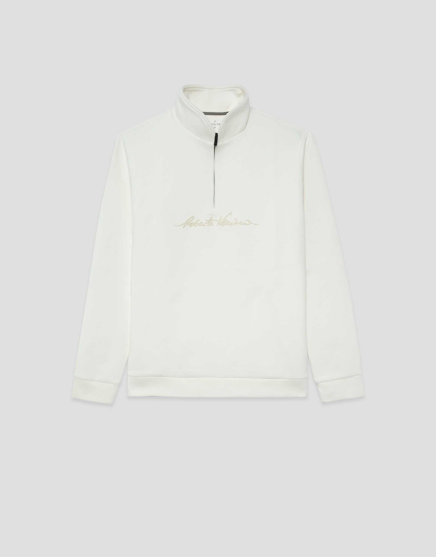 Off-white half-zip sweatshirt with chest logo | Roberto Verino