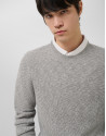 Grey melange cotton/linen structured jumper | Roberto Verino