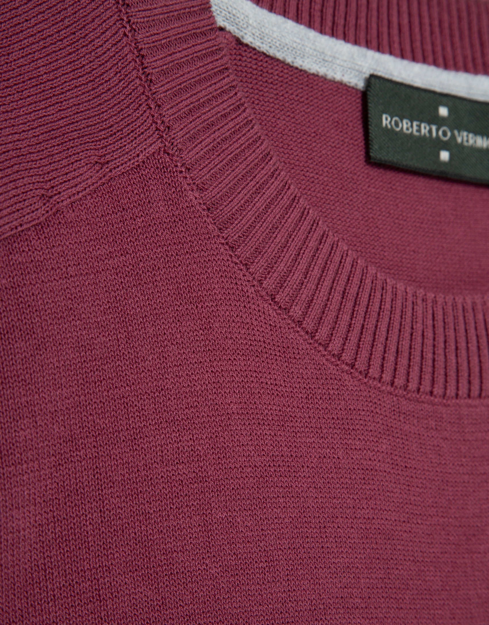 Plain high twist plum cotton jumper - Man | Roberto Verino