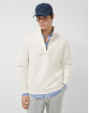 Sudadera media cremallera blanco roto logo pecho | Roberto Verino