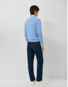 Light blue high twist V-neck jumper - Man | Roberto Verino