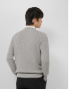 Grey melange cotton/linen structured jumper | Roberto Verino