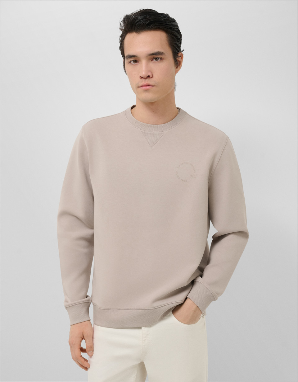 Sudadera visón logo a tono en pecho - Hombre | Roberto Verino