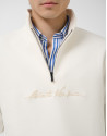 Sudadera media cremallera blanco roto logo pecho | Roberto Verino