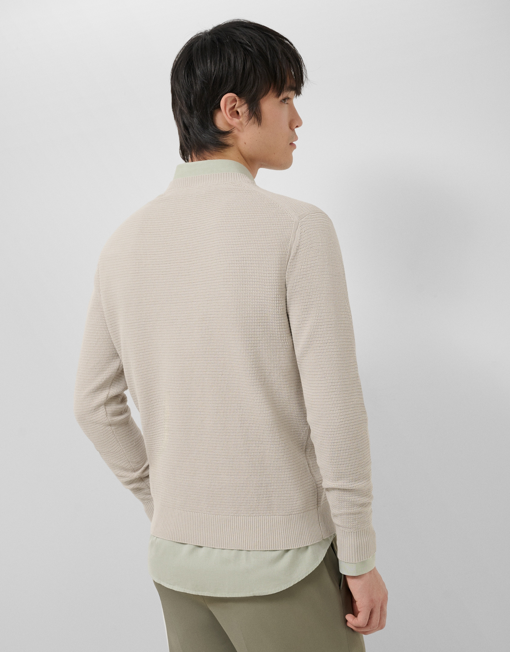 High twist sand-coloured structured jumper | Roberto Verino