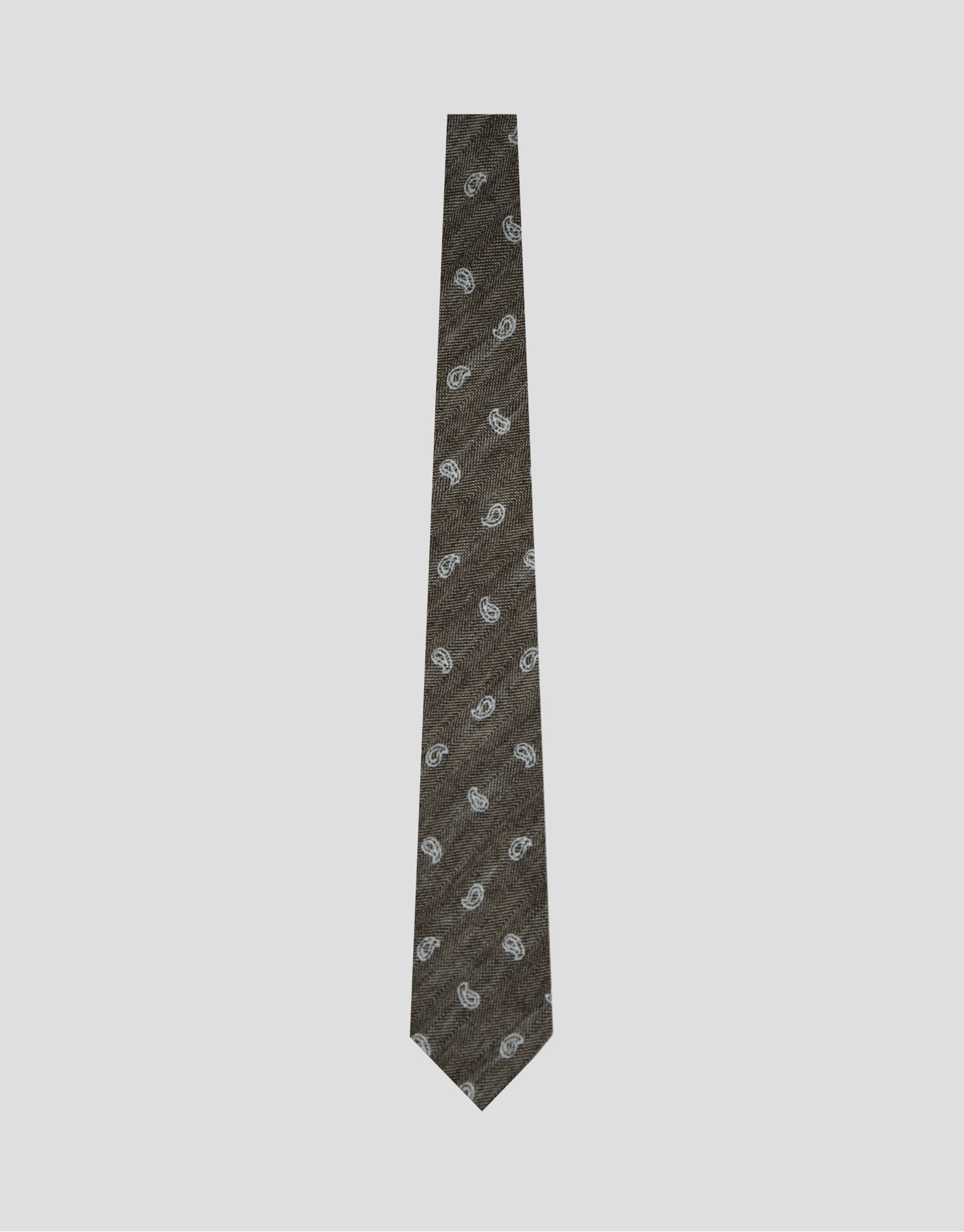 Herringbone silk/linen tie with brown ... | Roberto Verino