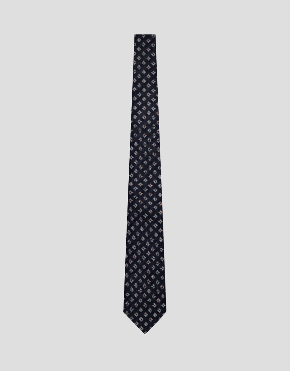 Corbata seda jacquard geométrico marino/rojo | Roberto Verino