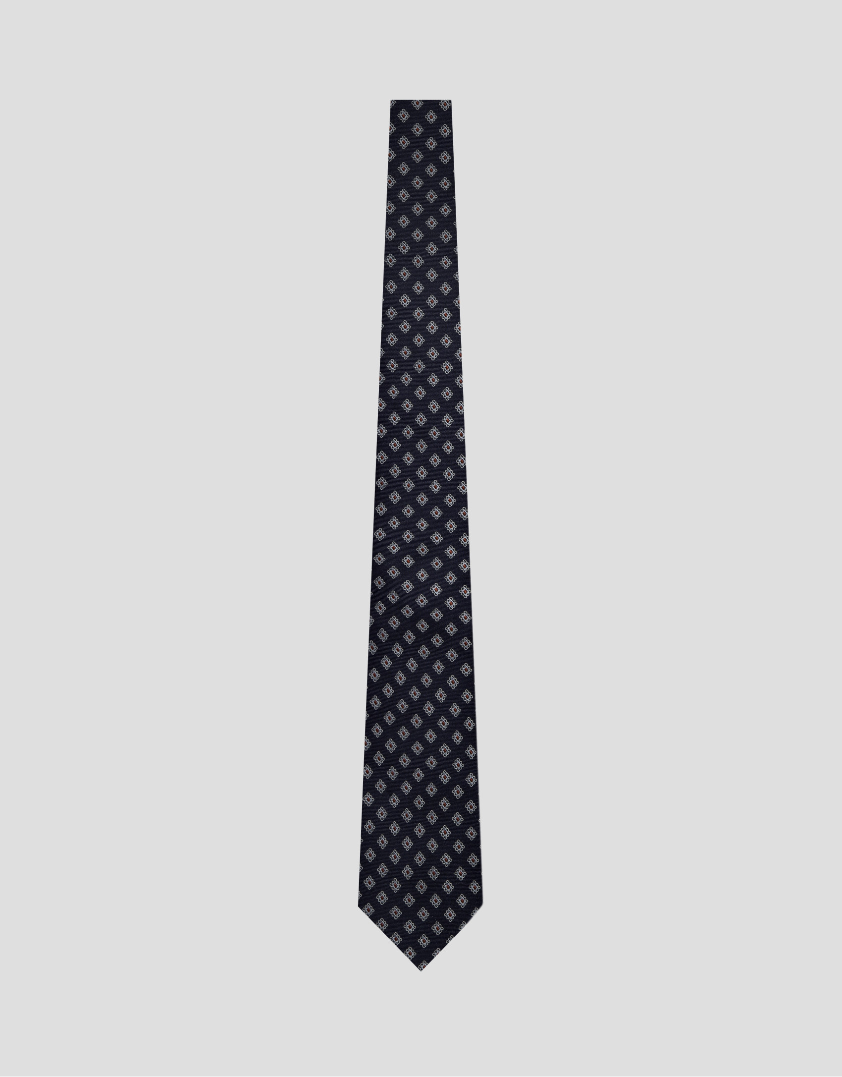 Navy blue and red geometric jacquard silk tie | Roberto Verino