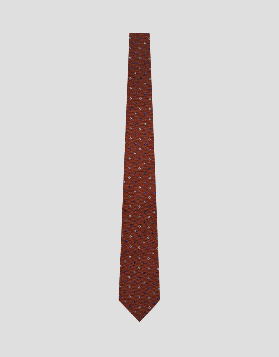 Corbata seda roja jacquard geométrico tonos ... | Roberto Verino