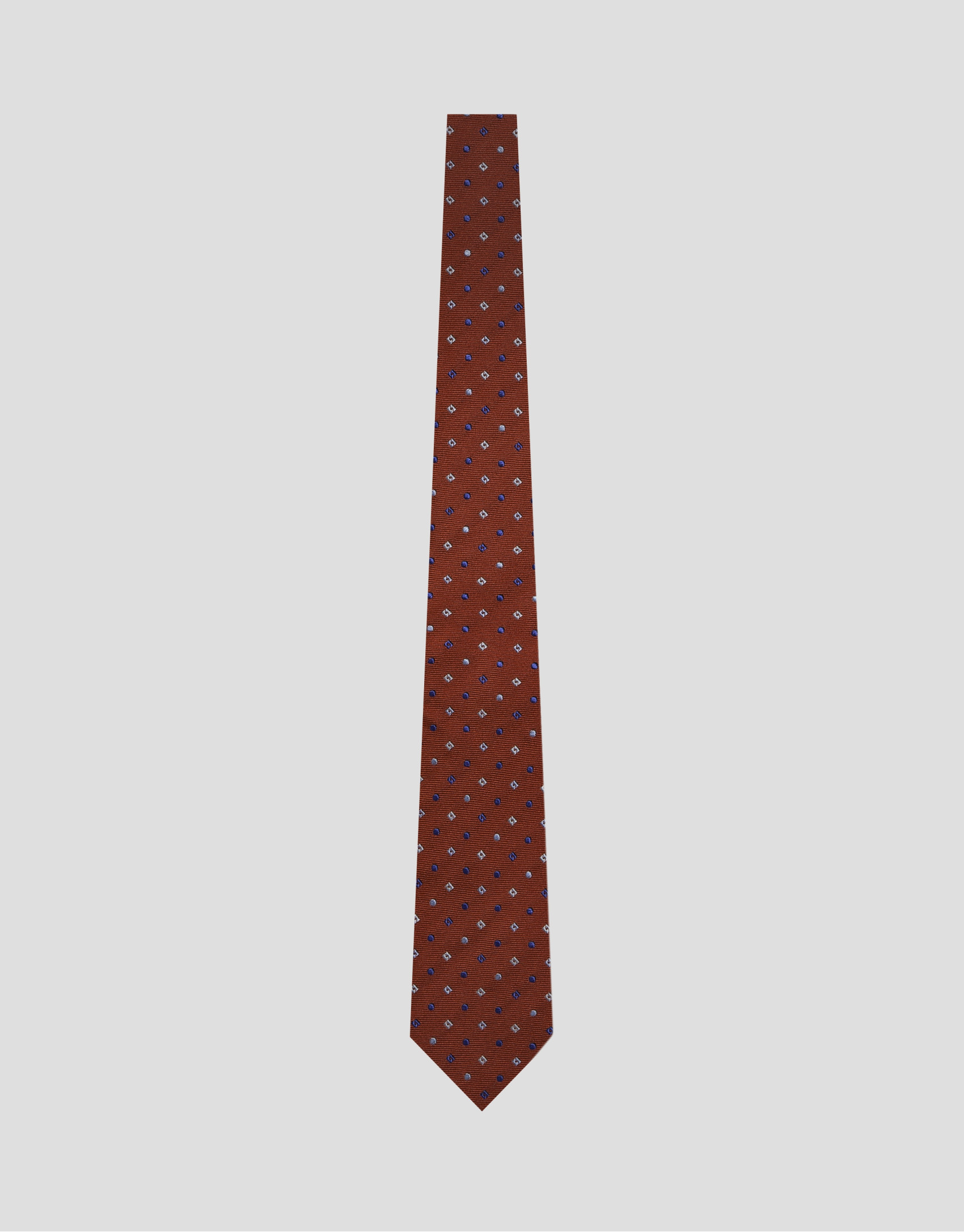 Red silk tie with geometric jacquard pattern ... | Roberto Verino