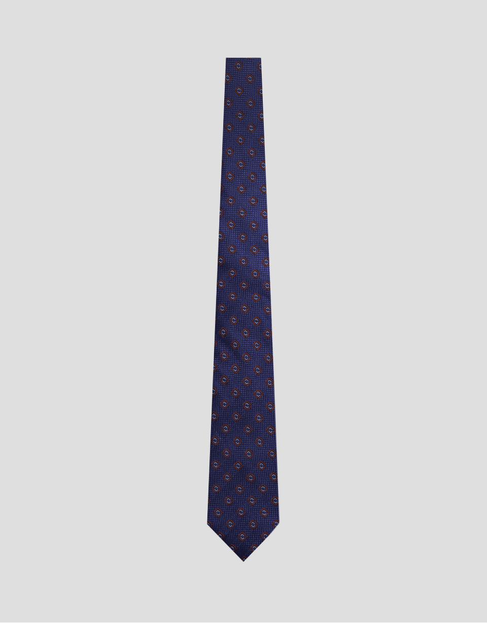 Blue silk tie with red and light blue ... | Roberto Verino