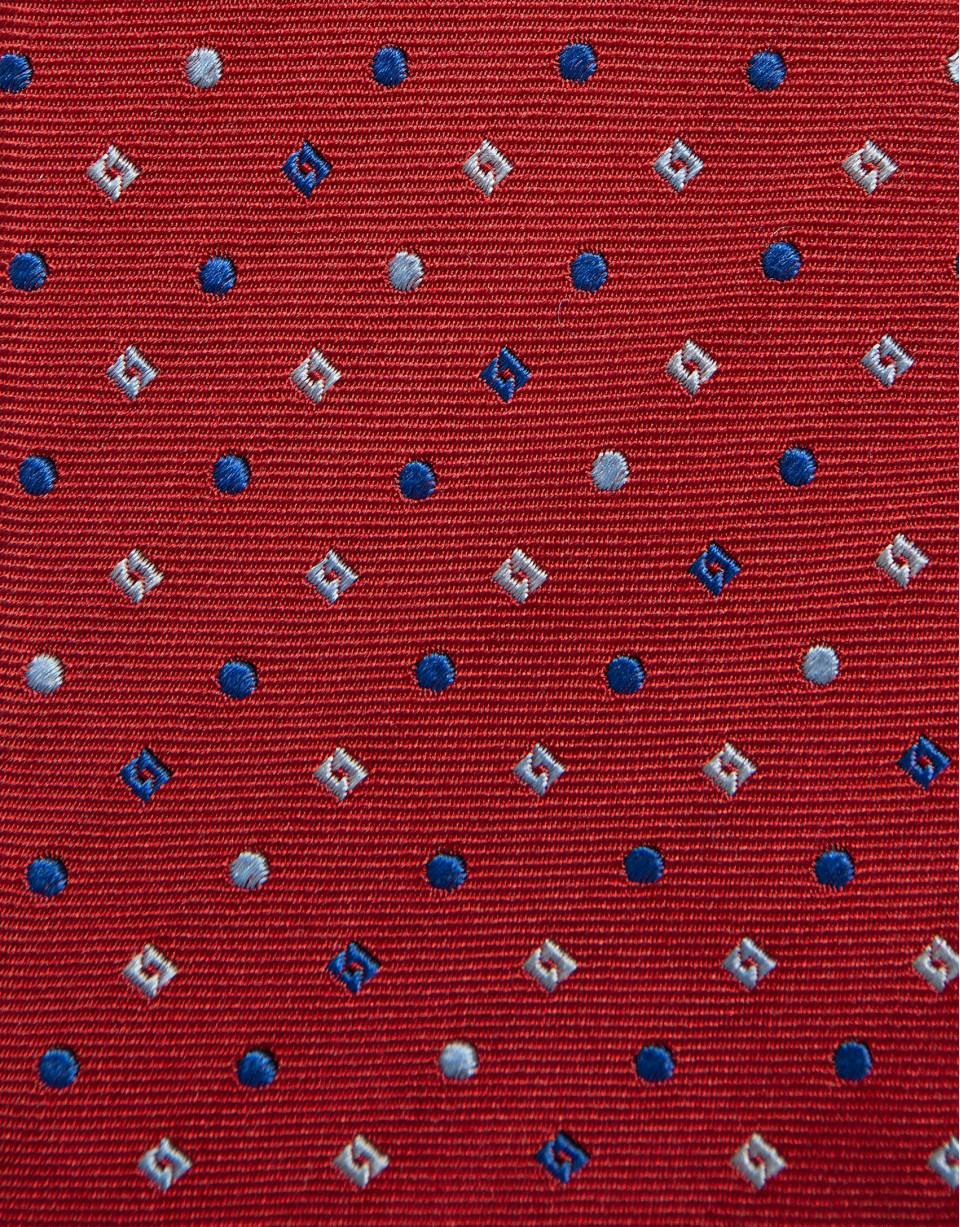 Red silk tie with geometric jacquard pattern ... | Roberto Verino