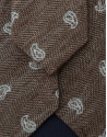 Herringbone silk/linen tie with brown ... | Roberto Verino