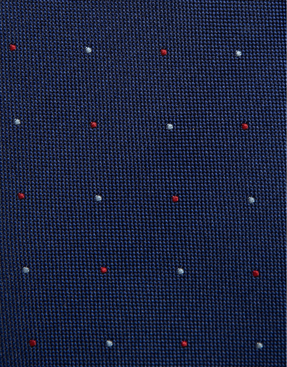 Corbata seda azul con jacquard celeste y rojo | Roberto Verino