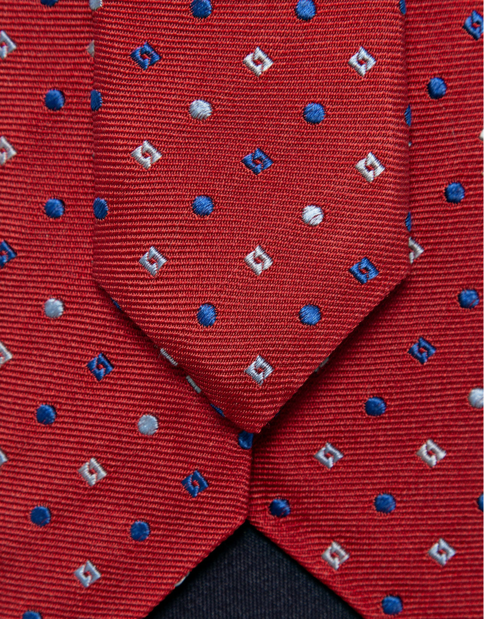 Corbata seda roja jacquard geométrico tonos ... | Roberto Verino