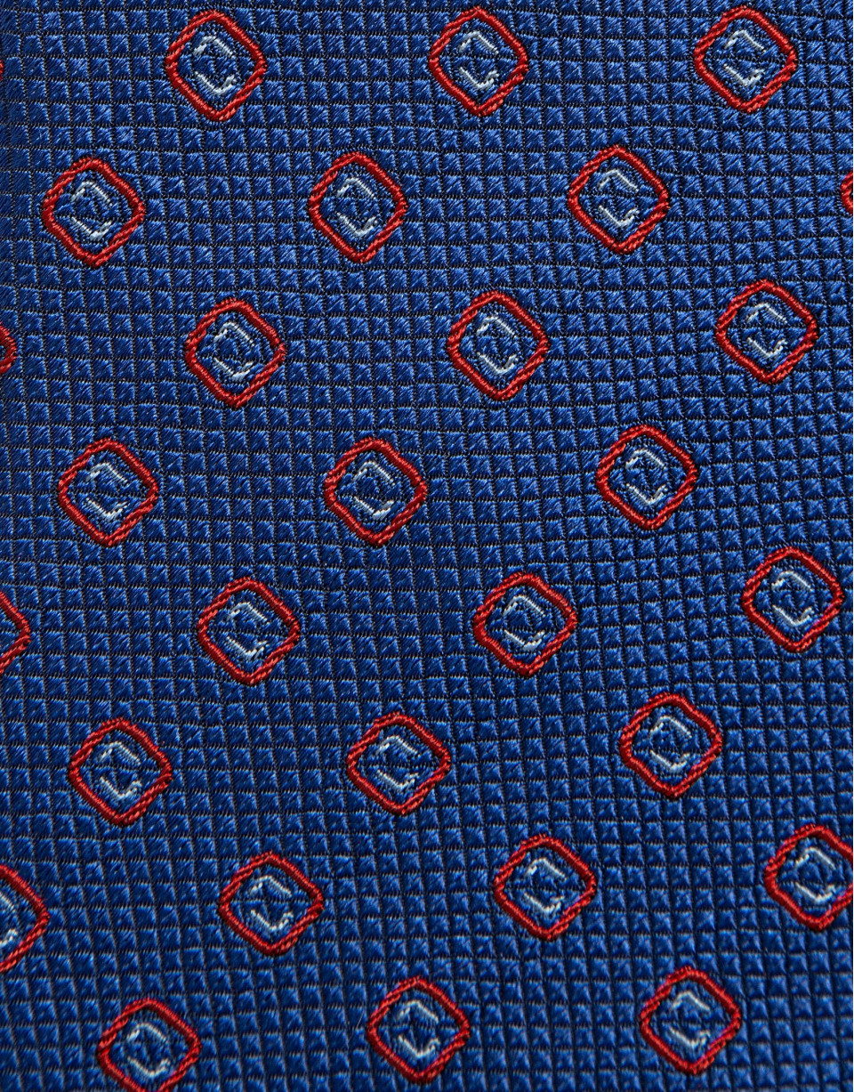 Corbata seda azul con jacquard geométrico ... | Roberto Verino