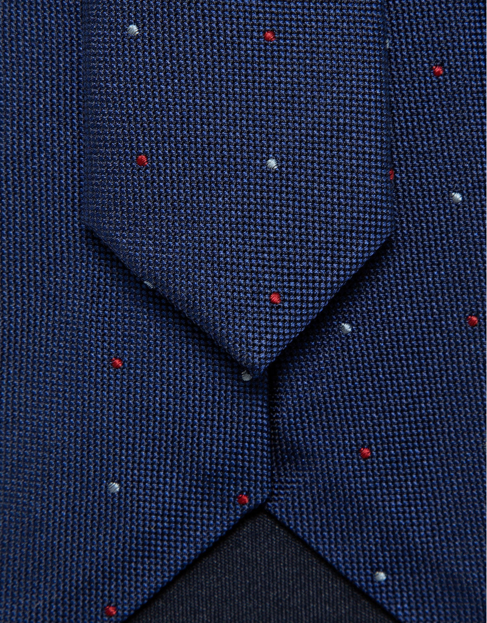 Corbata seda azul con jacquard celeste y rojo | Roberto Verino