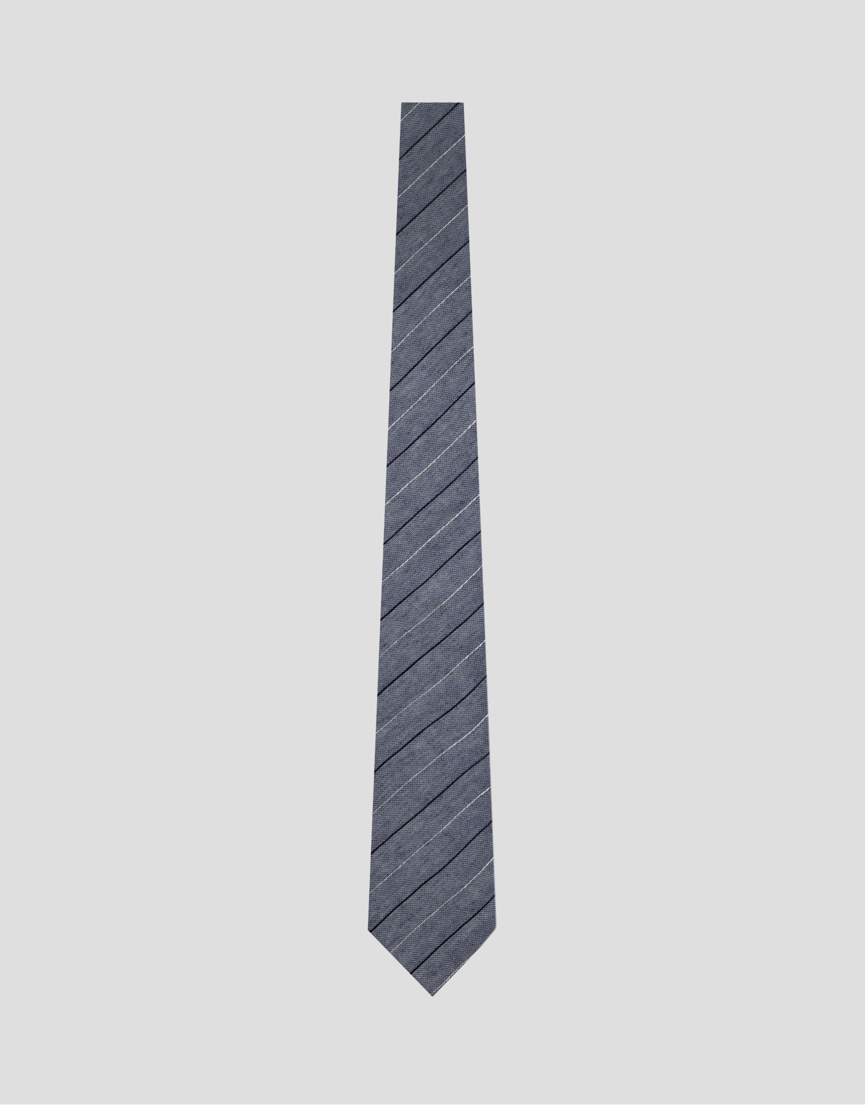 Silk/linen tie with blue stripes - Man - SS2026 | Roberto Verino