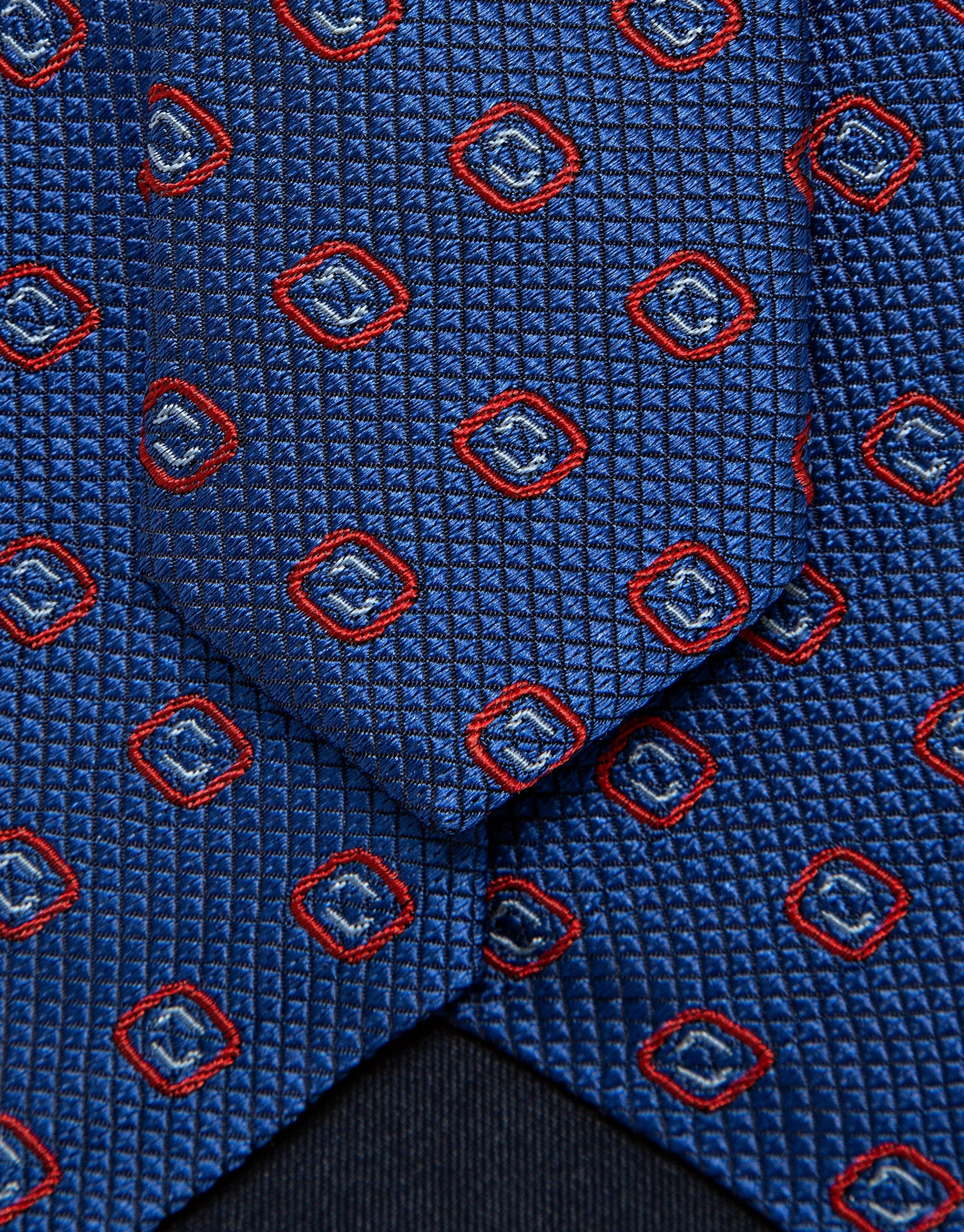 Blue silk tie with red and light blue ... | Roberto Verino