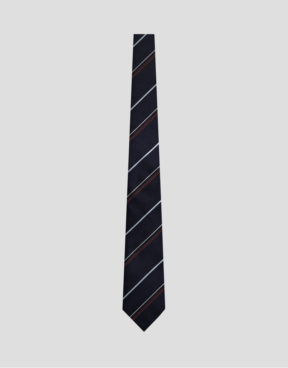 Corbata seda marino rayas blanco y rojo | Roberto Verino