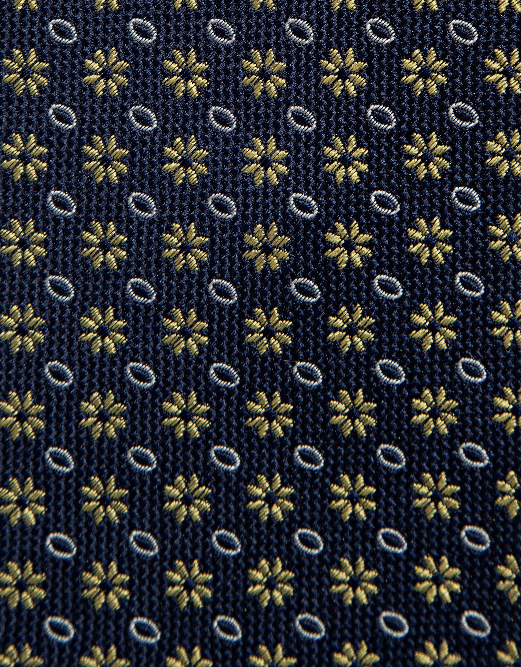 Corbata seda marino jacquard flores amarillas | Roberto Verino