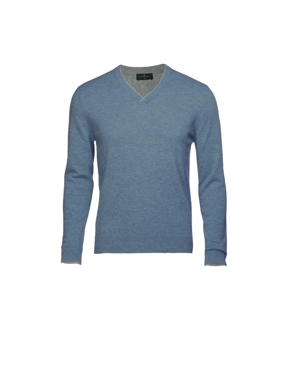Blue wool/cashmere pullover