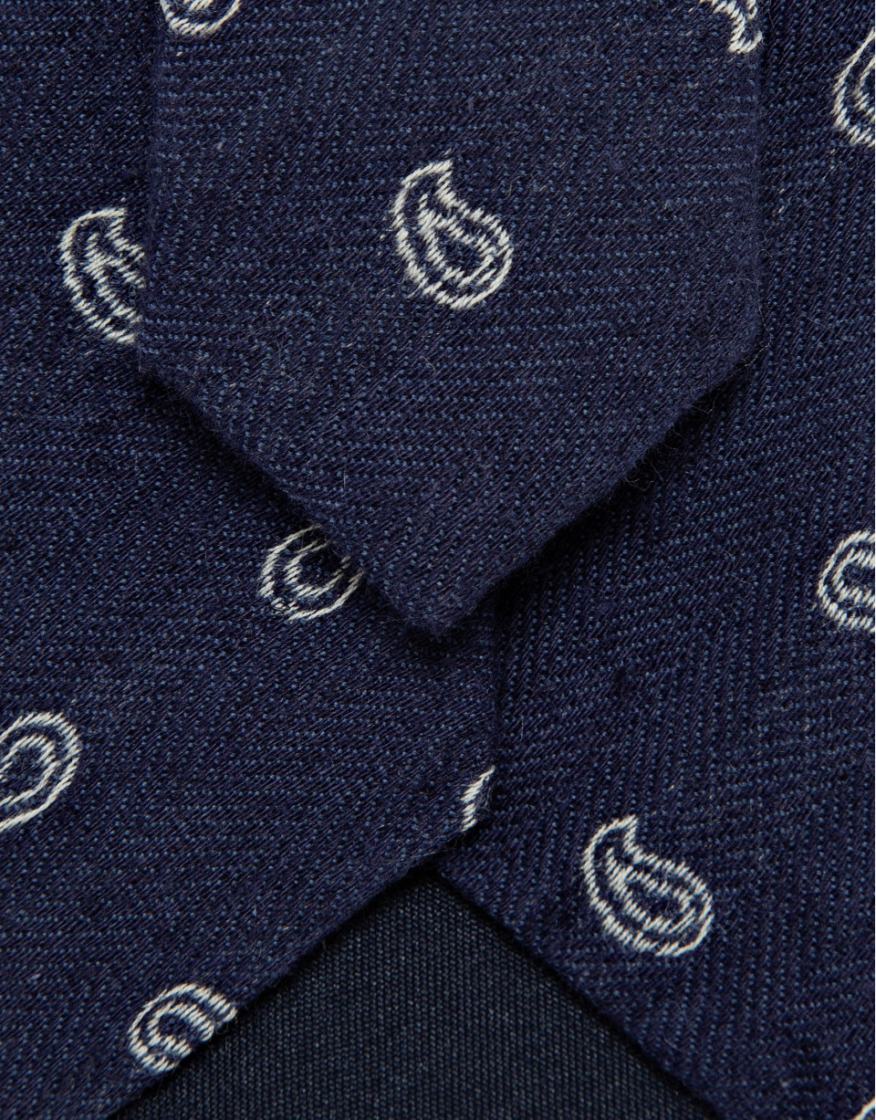 Corbata de seda/lino espiga con jacquard ... | Roberto Verino