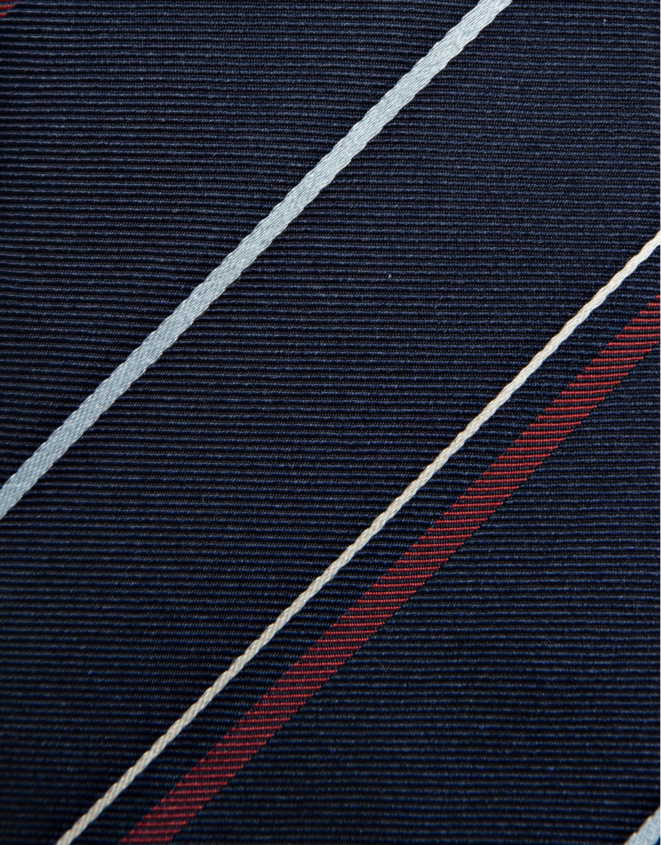 Corbata seda marino rayas blanco y rojo | Roberto Verino