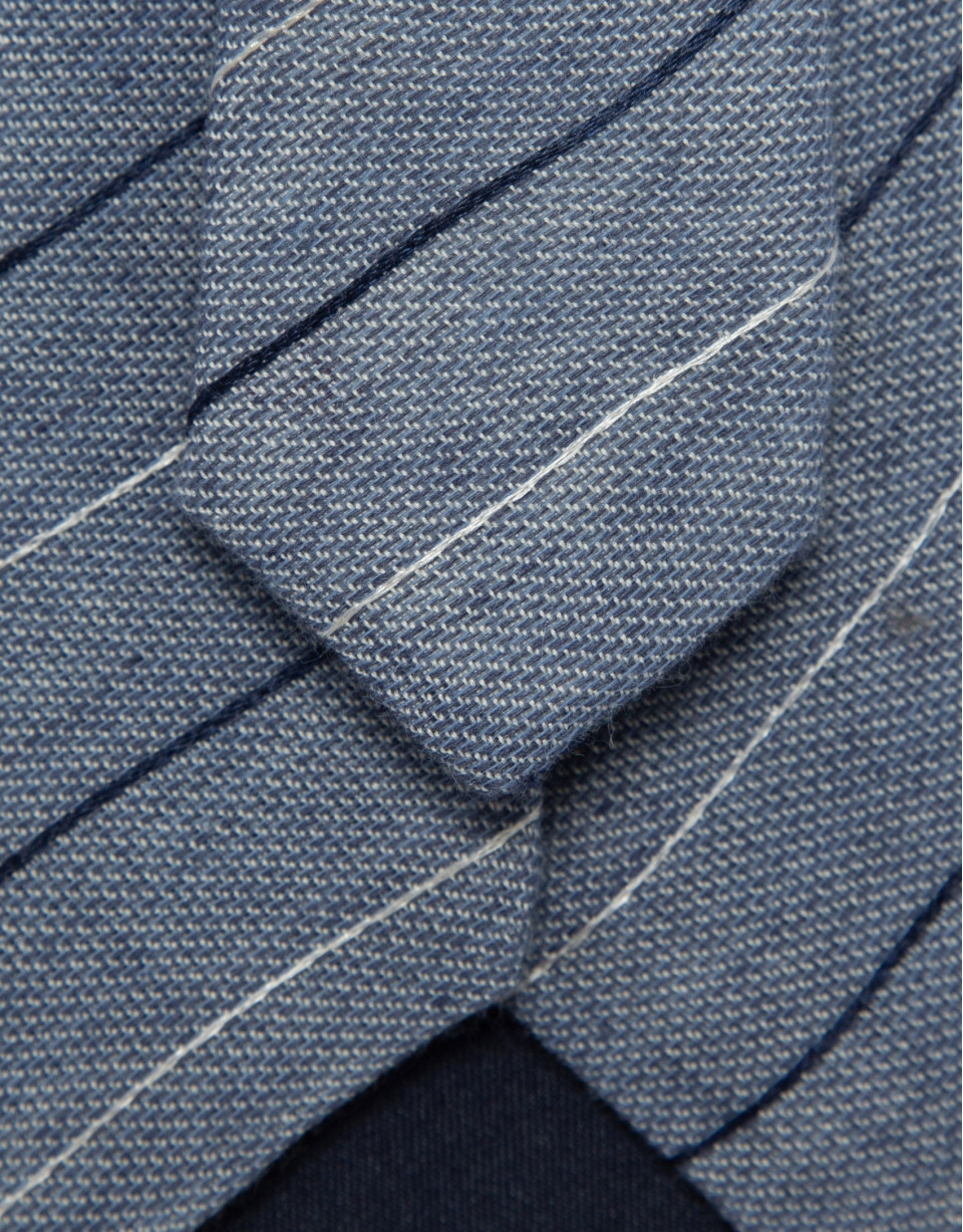 Corbata de seda/lino rayas tonos azules | Roberto Verino