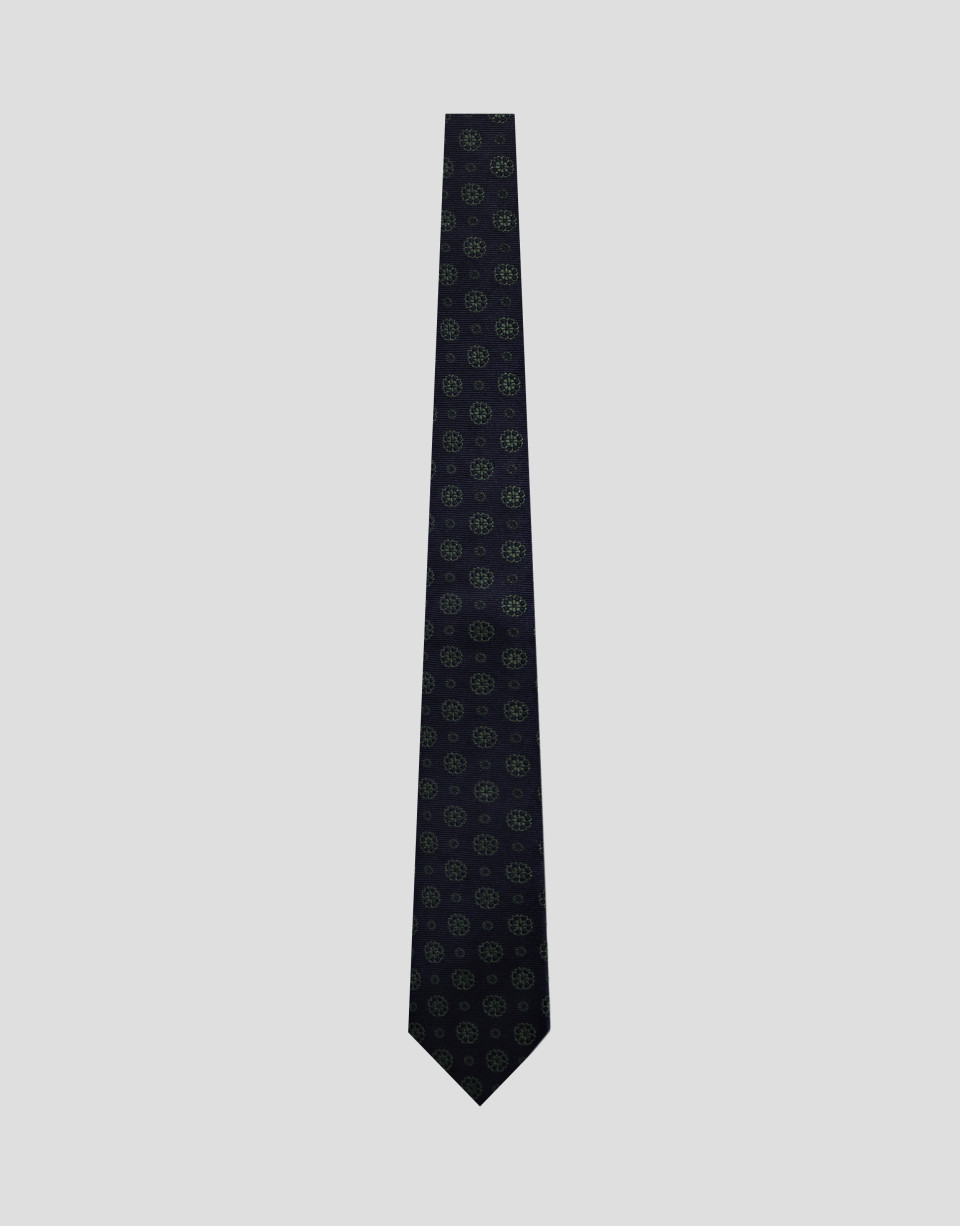 Corbata seda marino con jacquard geométrico ... | Roberto Verino