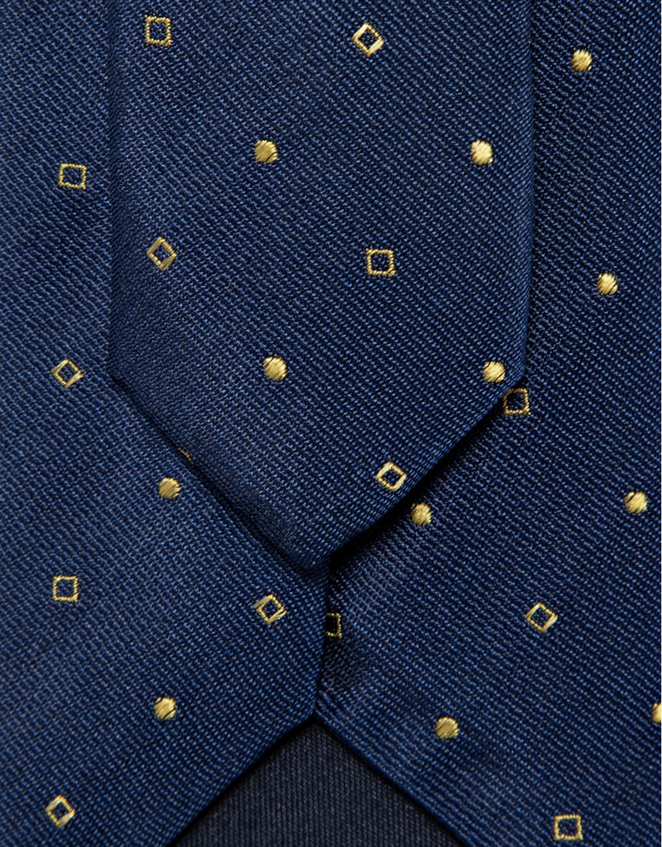 Corbata seda azul con jacquard geométrico ... | Roberto Verino