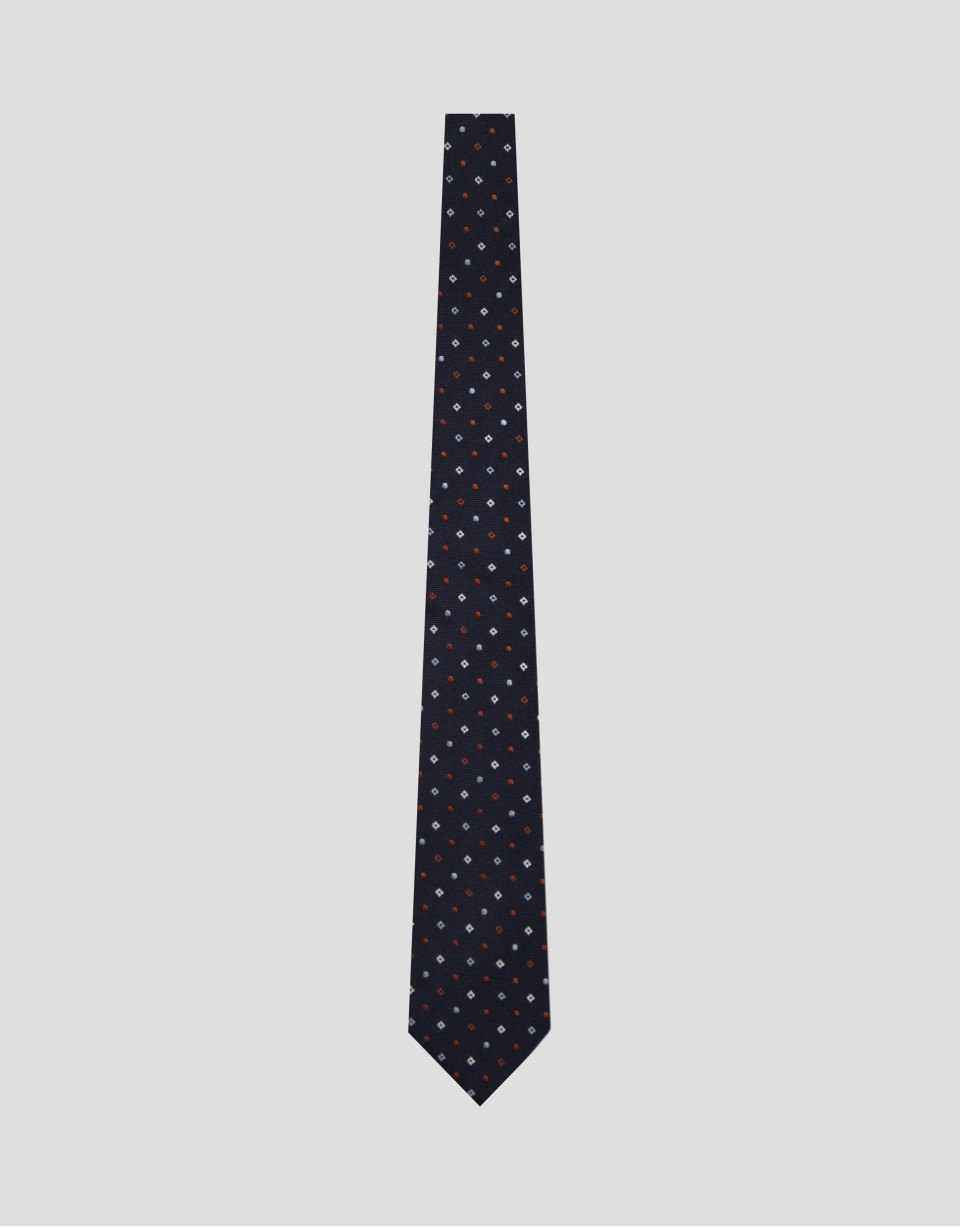 Corbata seda marino con jacquard geométrico ... | Roberto Verino