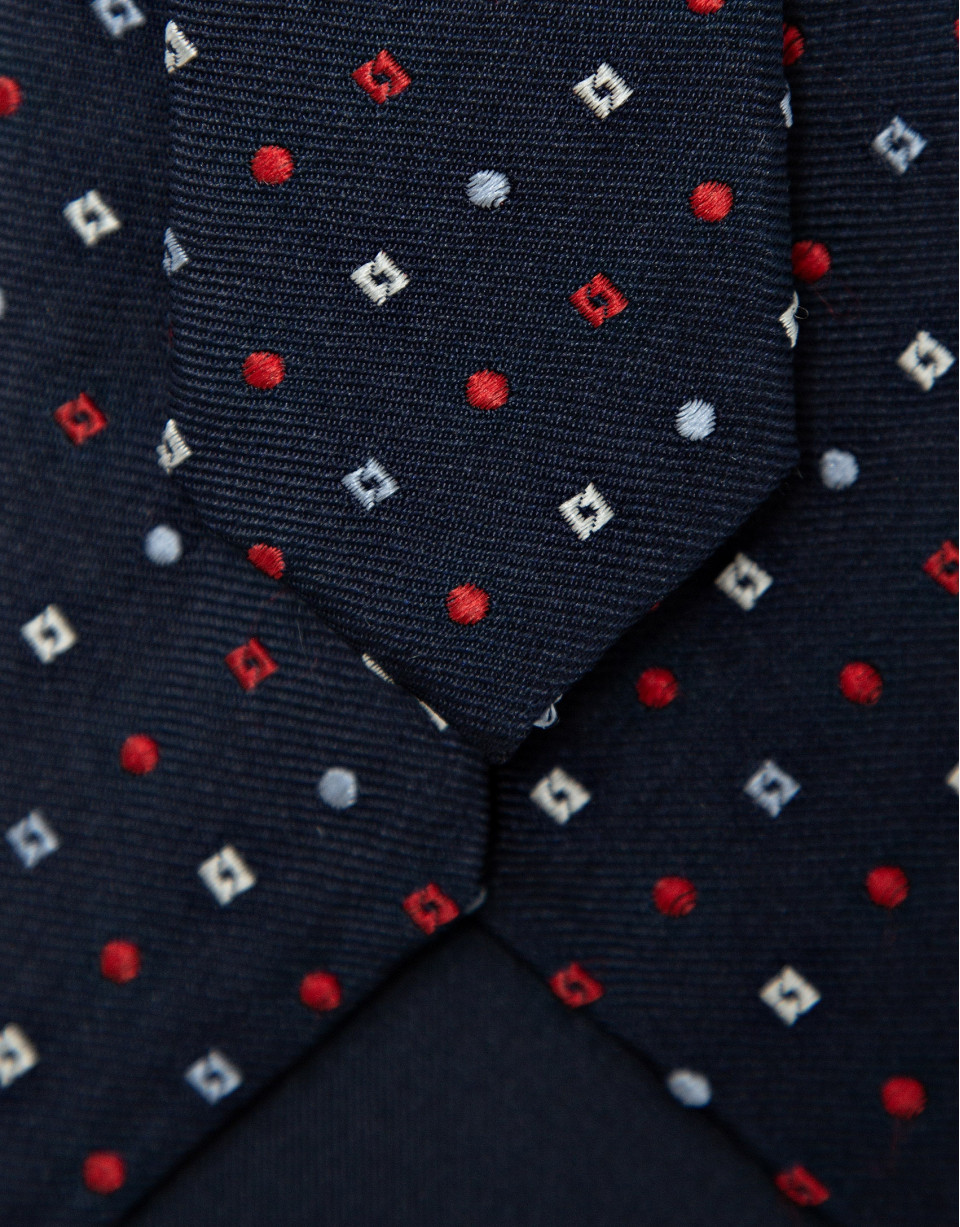 Corbata seda marino con jacquard geométrico ... | Roberto Verino