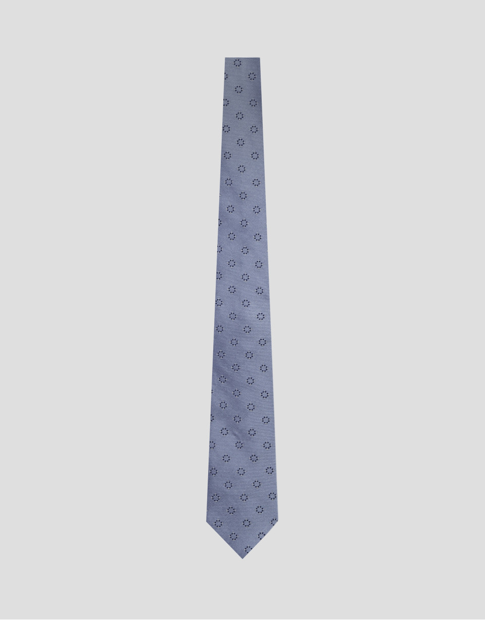 Corbata seda celeste jacquard geométrico marino | Roberto Verino